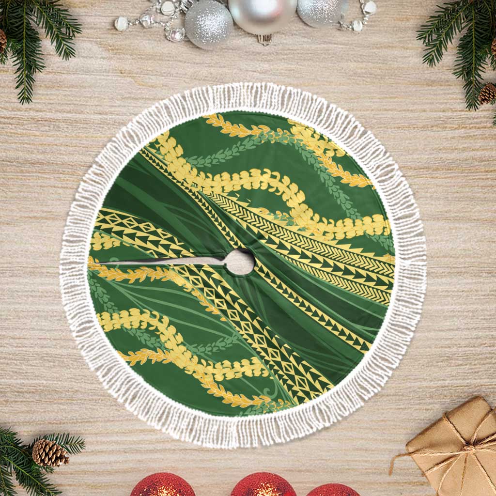 Polynesian Puakeniken Pikake Twisted Lei Tree Skirt Emerald - Polynesian Pride