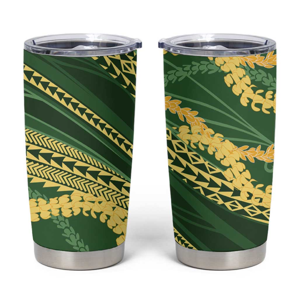 Polynesian Puakeniken Pikake Twisted Lei Tumbler Cup Emerald LT7 Emerald - Polynesian Pride