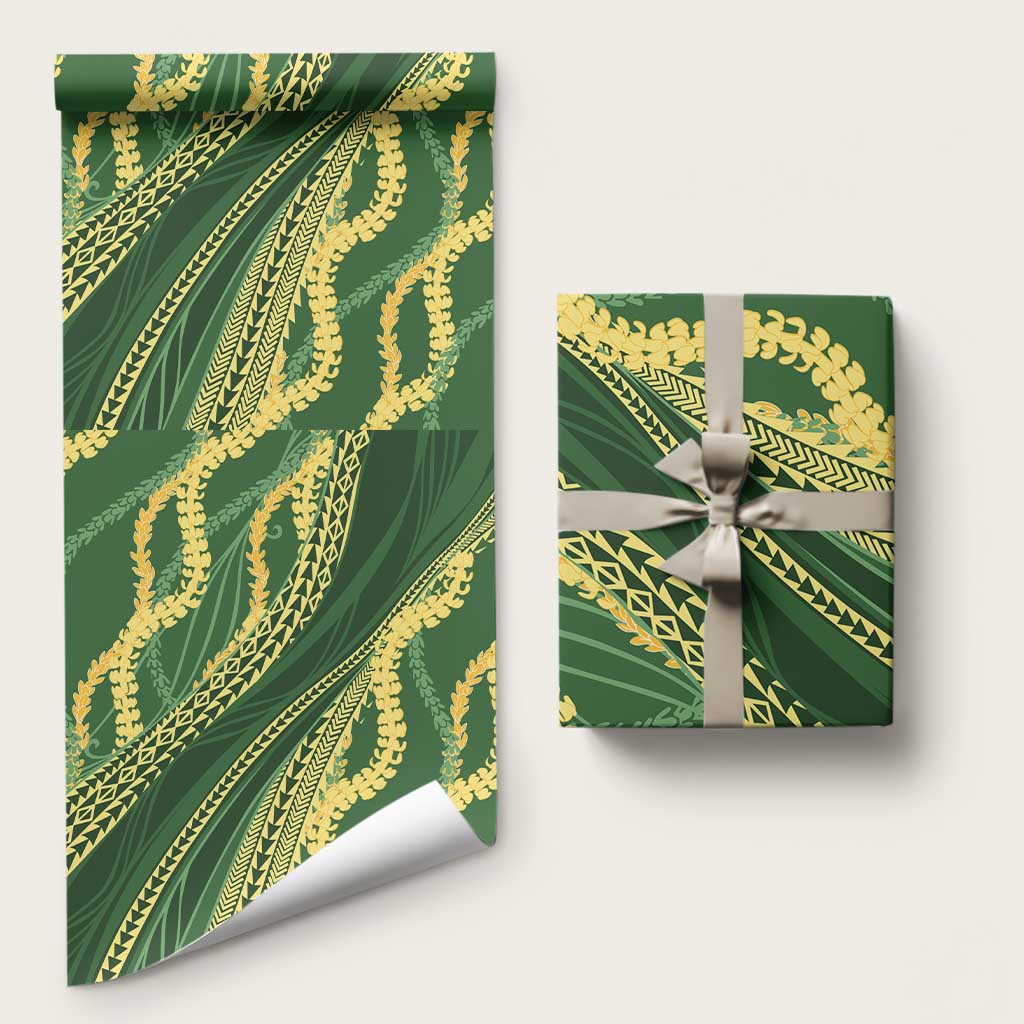 Polynesian Puakeniken Pikake Twisted Lei Wrapping Paper Emerald LT7 58" × 23" Emerald - Polynesian Pride