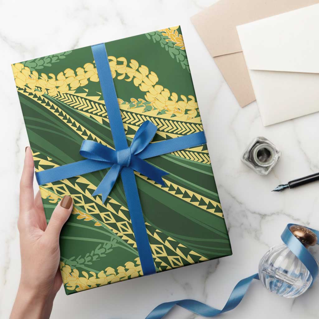 Polynesian Puakeniken Pikake Twisted Lei Wrapping Paper Emerald LT7 - Polynesian Pride