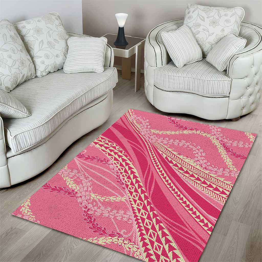 Polynesian Puakeniken Pikake Twisted Lei Area Rug Rose Pink - Polynesian Pride