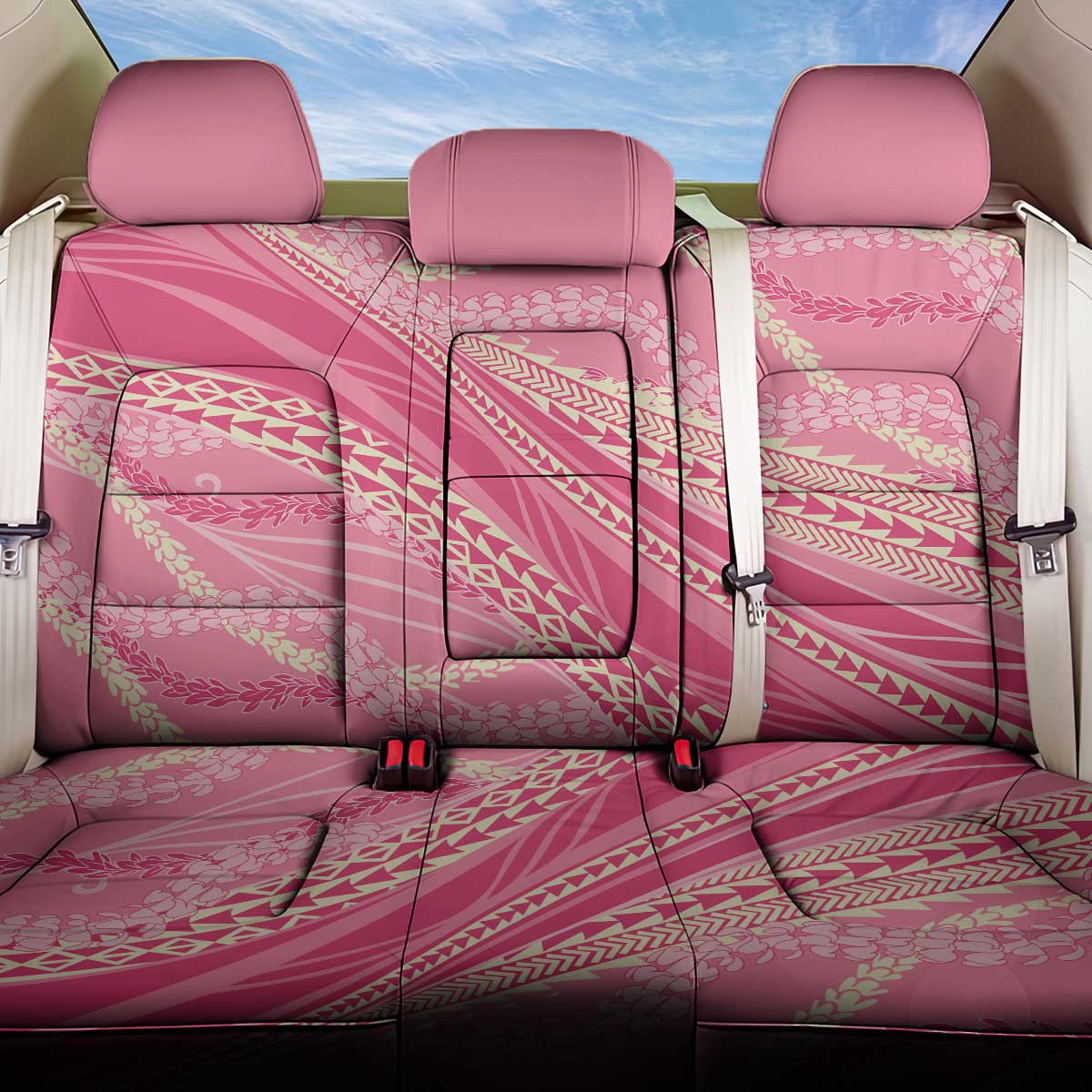 Polynesian Puakeniken Pikake Twisted Lei Back Car Seat Cover Rose Pink - Polynesian Pride