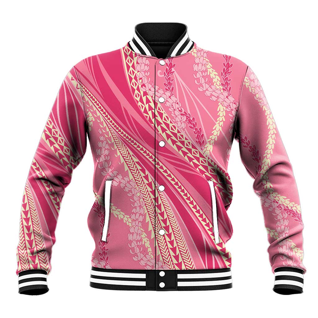 Polynesian Puakeniken Pikake Twisted Lei Baseball Jacket Rose Pink LT7 Unisex Rose Pink - Polynesian Pride