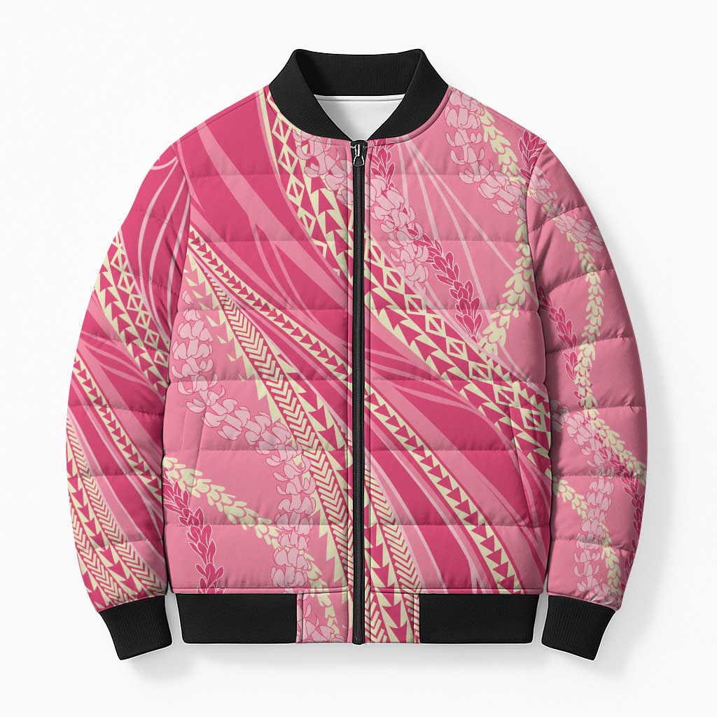 Polynesian Puakeniken Pikake Twisted Lei Bomber Puffer Jacket Rose Pink LT7 Unisex Rose Pink - Polynesian Pride