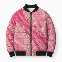 Polynesian Puakeniken Pikake Twisted Lei Bomber Puffer Jacket Rose Pink LT7 Unisex Rose Pink - Polynesian Pride