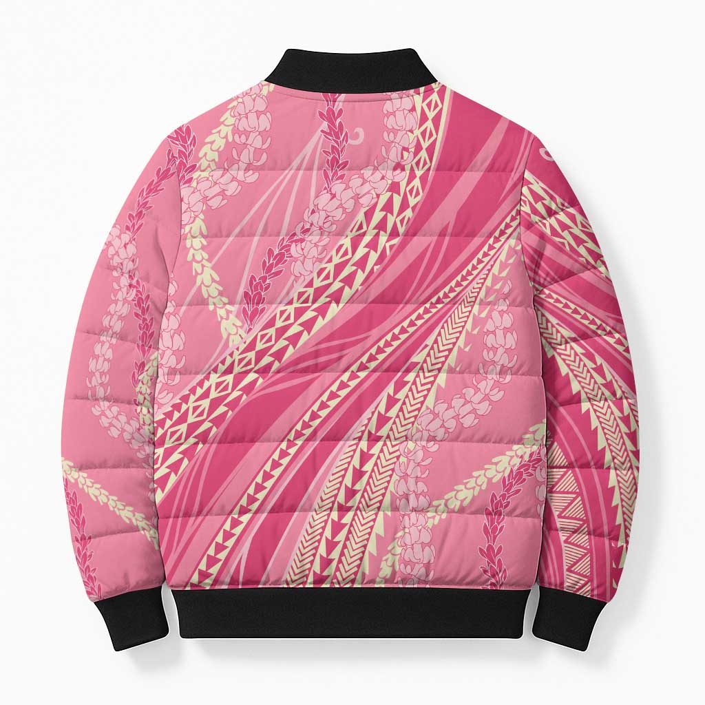 Polynesian Puakeniken Pikake Twisted Lei Bomber Puffer Jacket Rose Pink LT7 - Polynesian Pride