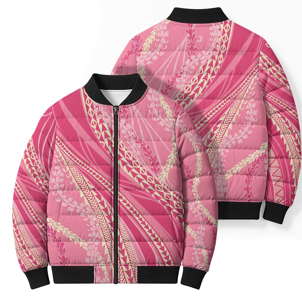 Polynesian Puakeniken Pikake Twisted Lei Bomber Puffer Jacket Rose Pink LT7 - Polynesian Pride