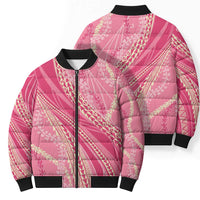 Polynesian Puakeniken Pikake Twisted Lei Bomber Puffer Jacket Rose Pink LT7 - Polynesian Pride