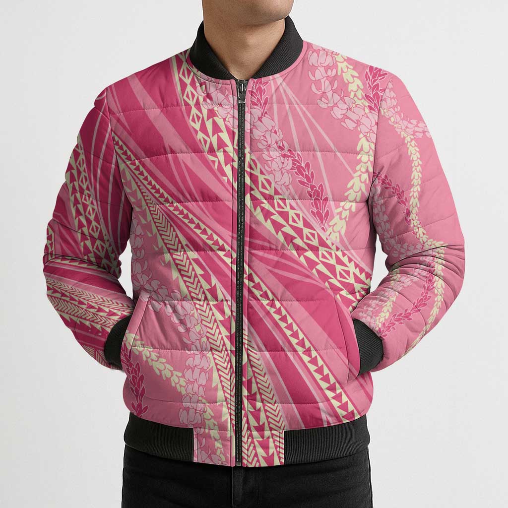 Polynesian Puakeniken Pikake Twisted Lei Bomber Puffer Jacket Rose Pink LT7 - Polynesian Pride