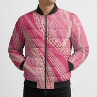 Polynesian Puakeniken Pikake Twisted Lei Bomber Puffer Jacket Rose Pink LT7 - Polynesian Pride