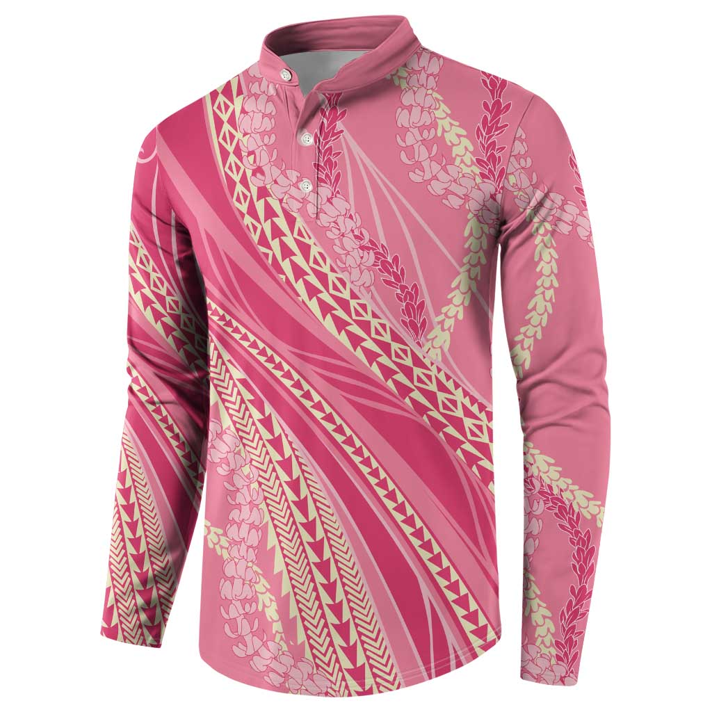 Polynesian Puakeniken Pikake Twisted Lei Button Sweatshirt Rose Pink LT7 - Polynesian Pride