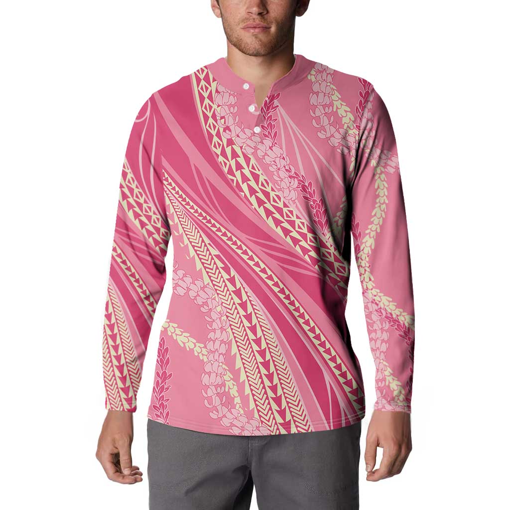 Polynesian Puakeniken Pikake Twisted Lei Button Sweatshirt Rose Pink LT7 - Polynesian Pride