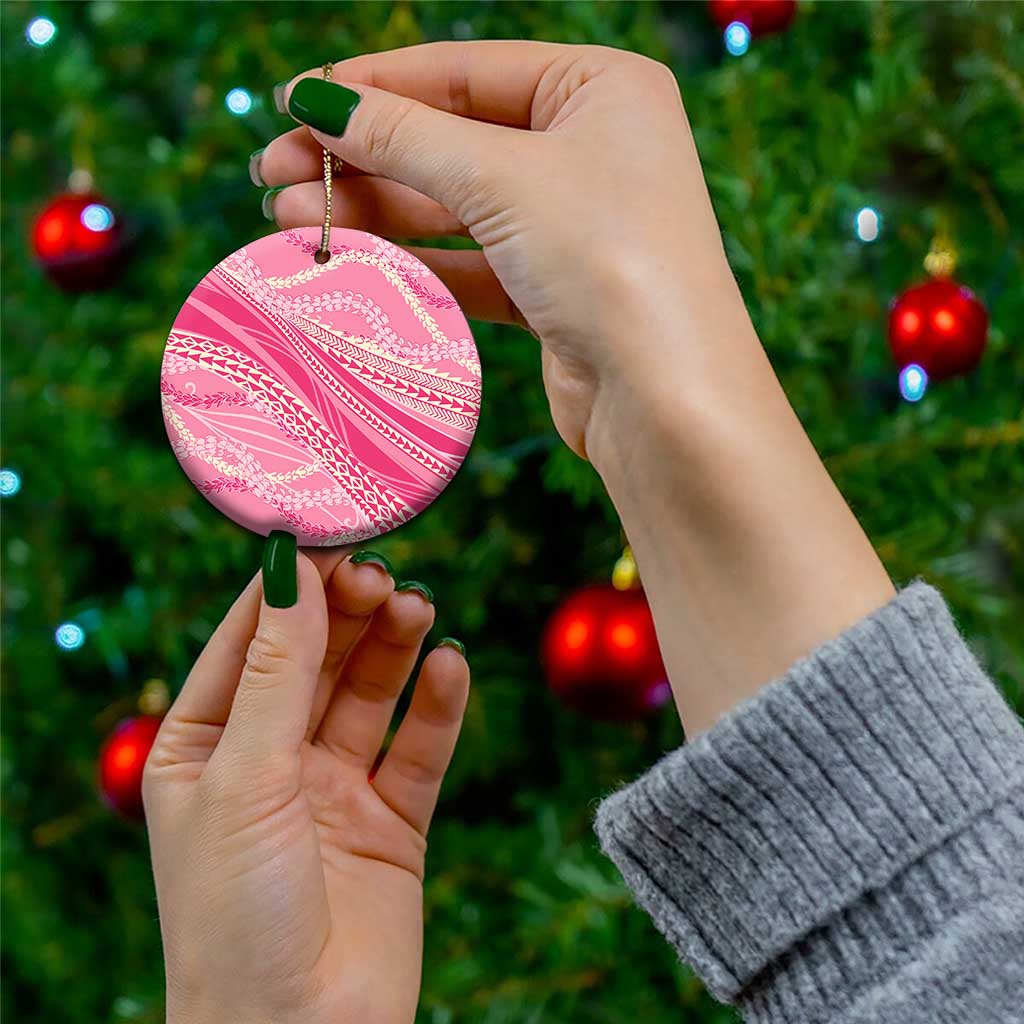 Polynesian Puakeniken Pikake Twisted Lei Ceramic Ornament Rose Pink - Polynesian Pride