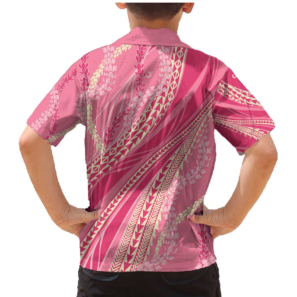 Polynesian Puakeniken Pikake Twisted Lei Family Matching Mermaid Dress and Hawaiian Shirt Rose Pink - Polynesian Pride