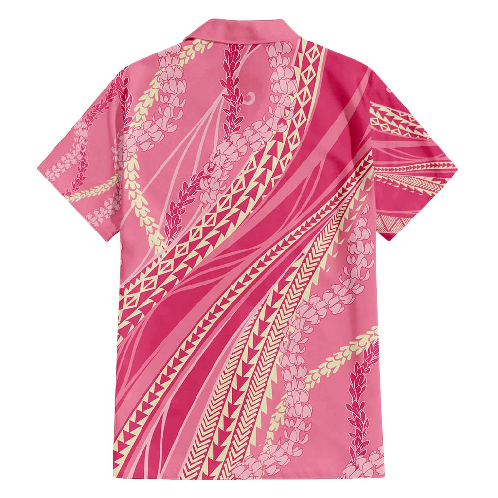 Polynesian Puakeniken Pikake Twisted Lei Family Matching Off Shoulder Short Dress and Hawaiian Shirt Rose Pink - Polynesian Pride