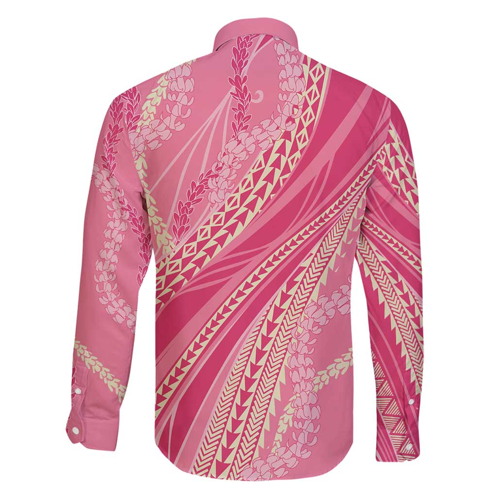 Polynesian Puakeniken Pikake Twisted Lei Family Matching Off Shoulder Short Dress and Hawaiian Shirt Rose Pink - Polynesian Pride