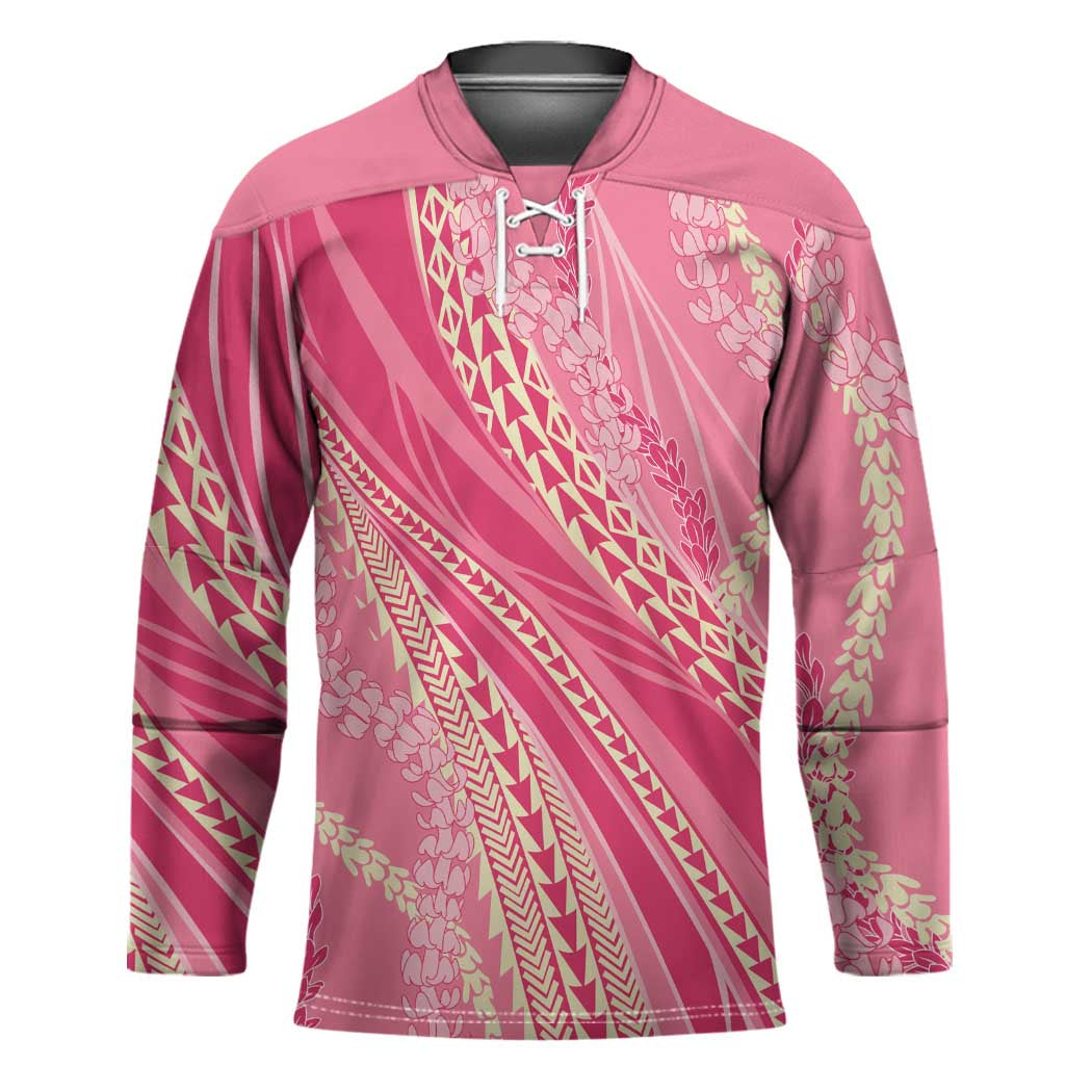 Polynesian Puakeniken Pikake Twisted Lei Hockey Jersey Rose Pink - Polynesian Pride