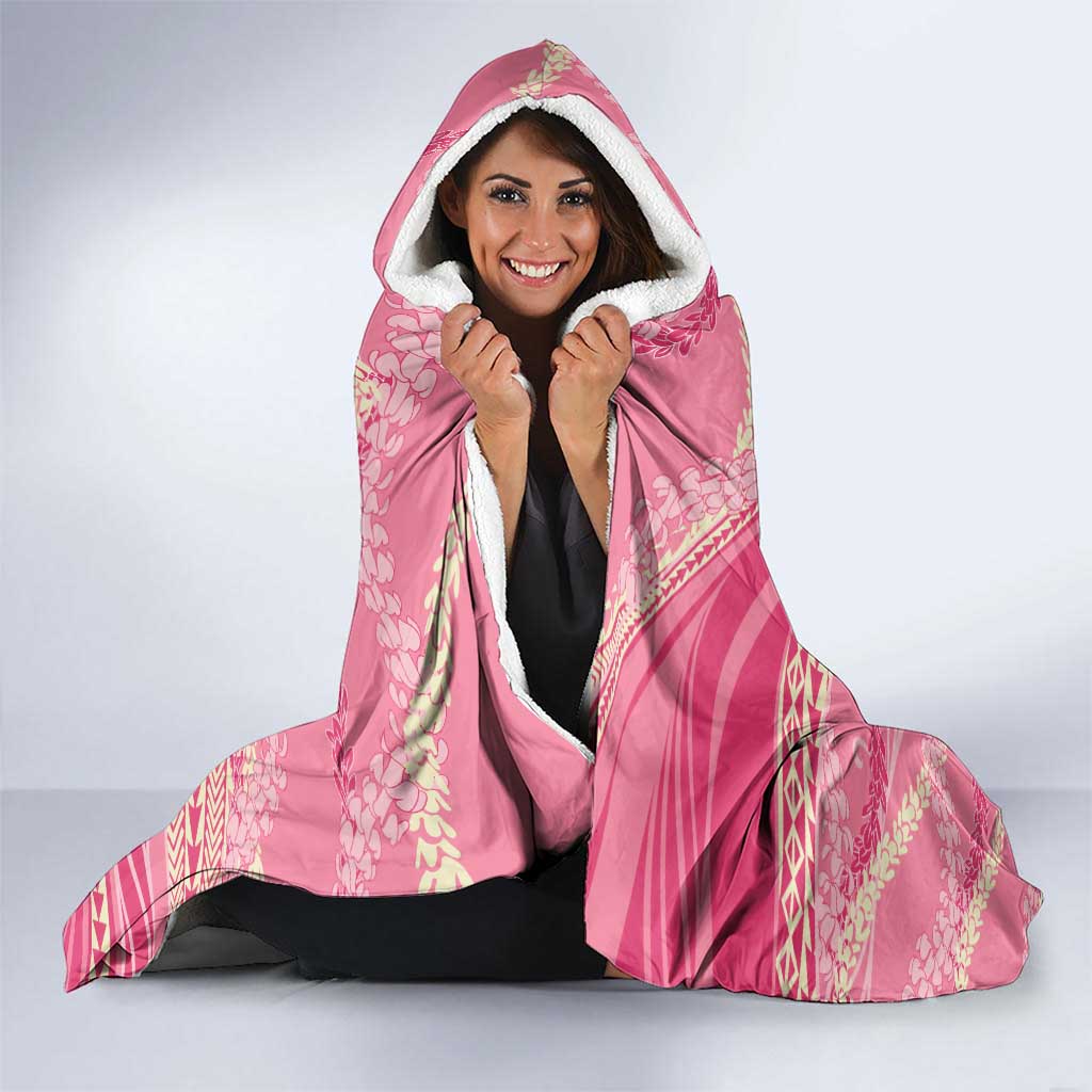 Polynesian Puakeniken Pikake Twisted Lei Hooded Blanket Rose Pink - Polynesian Pride