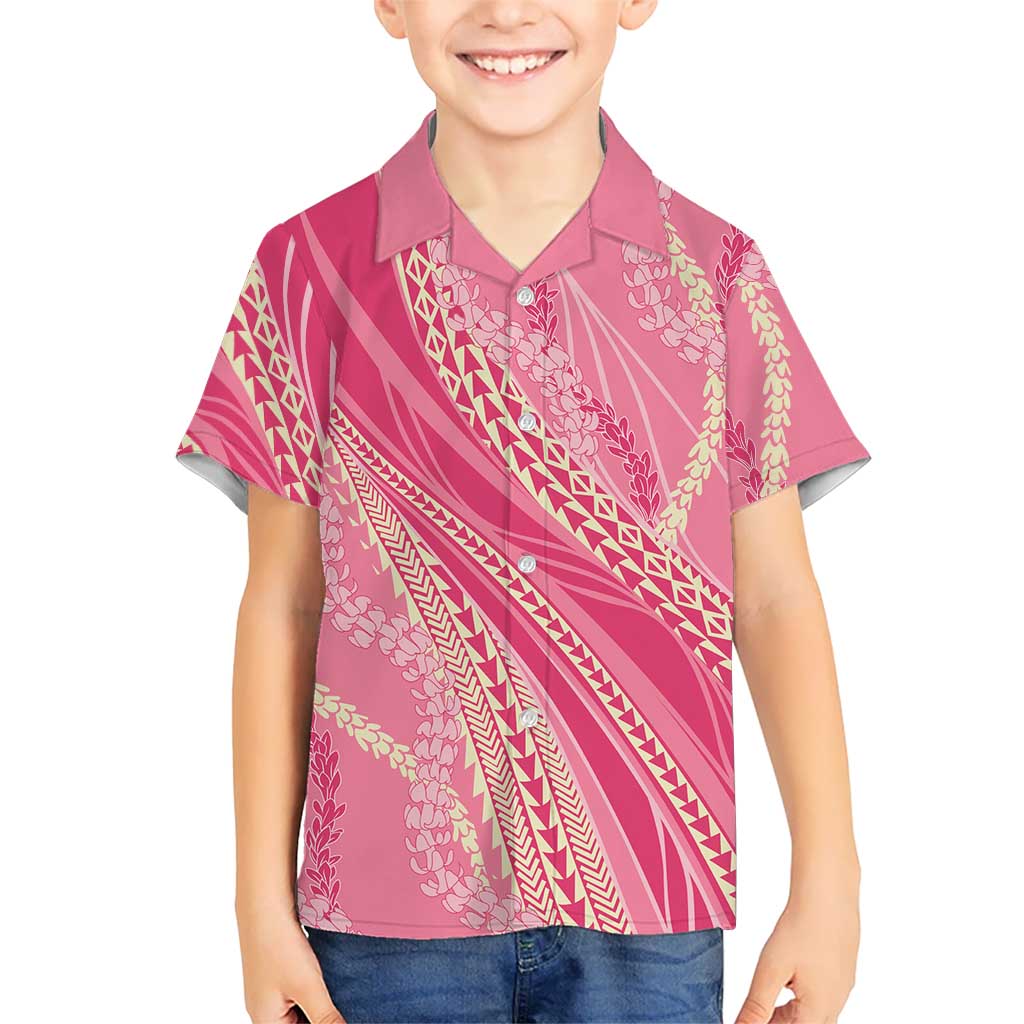 Polynesian Puakeniken Pikake Twisted Lei Kid Hawaiian Shirt Rose Pink LT7 Kid Rose Pink - Polynesian Pride