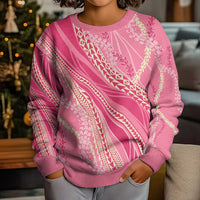 Polynesian Puakeniken Pikake Twisted Lei Kid Ugly Christmas Sweater Rose Pink - Polynesian Pride