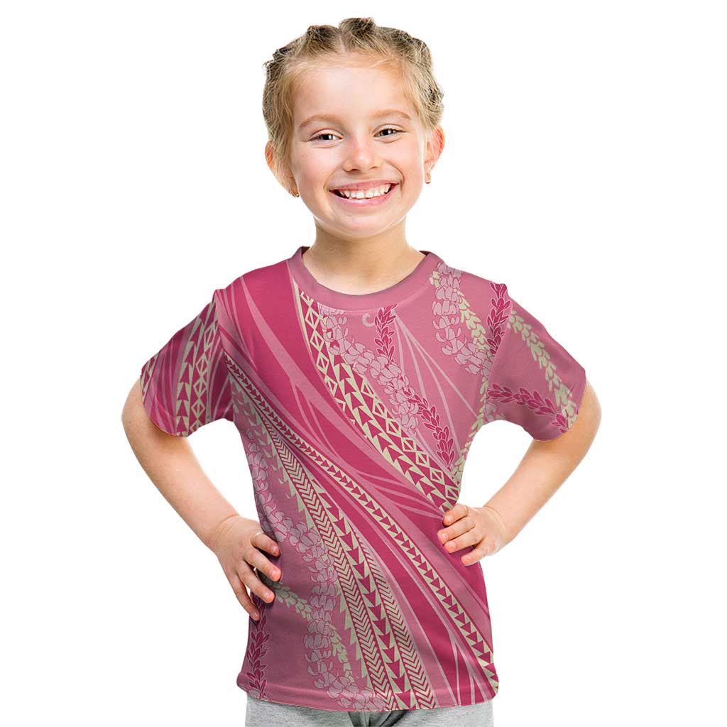 Polynesian Puakeniken Pikake Twisted Lei Kid T Shirt Rose Pink - Polynesian Pride