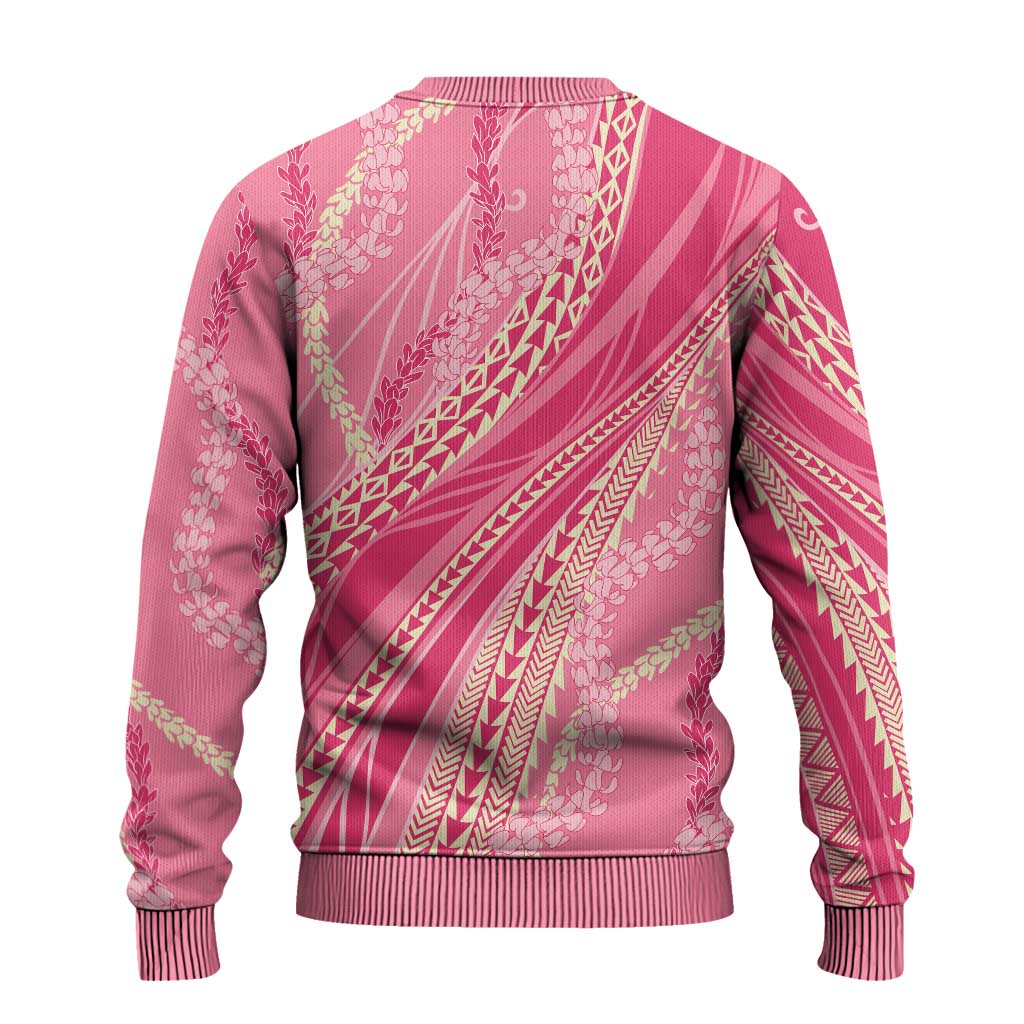 Polynesian Puakeniken Pikake Twisted Lei Ugly Christmas Sweater Rose Pink - Polynesian Pride