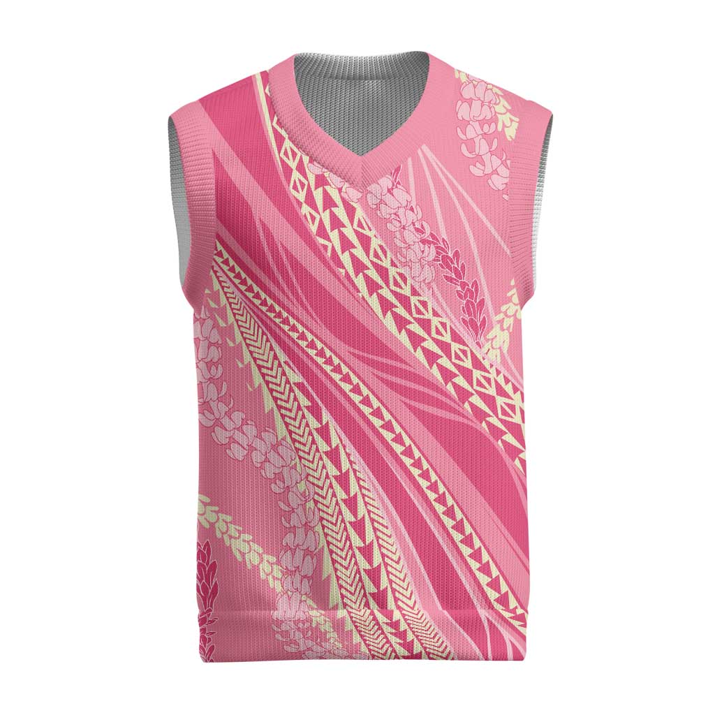 Polynesian Puakeniken Pikake Twisted Lei Christmas Knitted V-Neck Vest Rose Pink LT7 Rose Pink - Polynesian Pride
