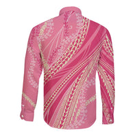 Polynesian Puakeniken Pikake Twisted Lei Long Sleeve Button Shirt Rose Pink - Polynesian Pride