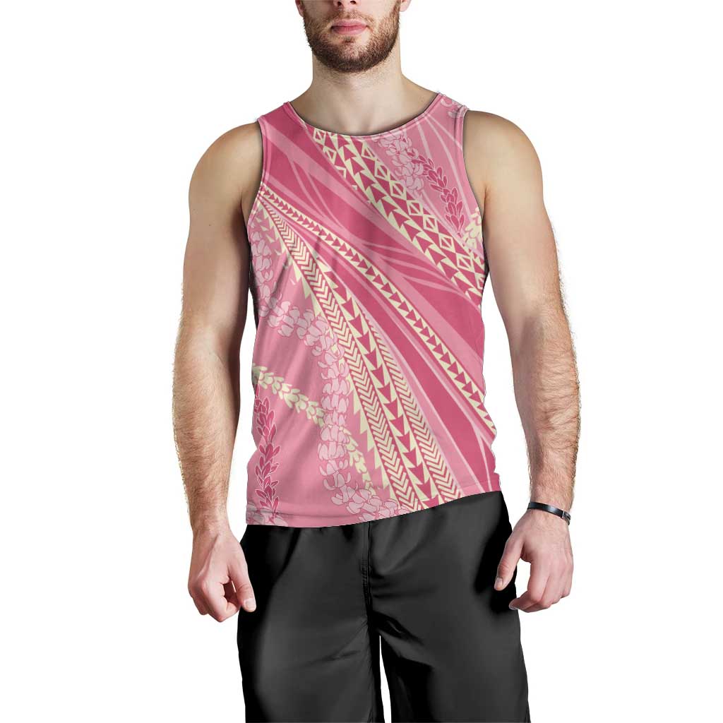 Polynesian Puakeniken Pikake Twisted Lei Men Tank Top Rose Pink - Polynesian Pride
