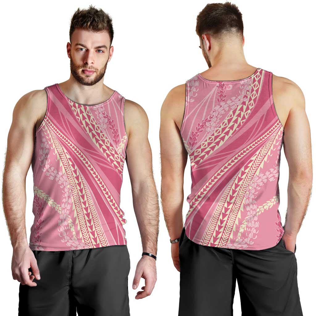 Polynesian Puakeniken Pikake Twisted Lei Men Tank Top Rose Pink - Polynesian Pride