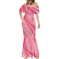 Polynesian Puakeniken Pikake Twisted Lei Mermaid Dress Rose Pink - Polynesian Pride