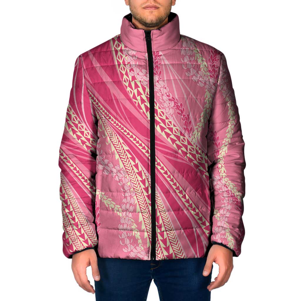 Polynesian Puakeniken Pikake Twisted Lei Padded Jacket Rose Pink LT7 Men Rose Pink - Polynesian Pride