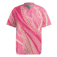 Polynesian Puakeniken Pikake Twisted Lei Rugby Jersey Rose Pink - Polynesian Pride
