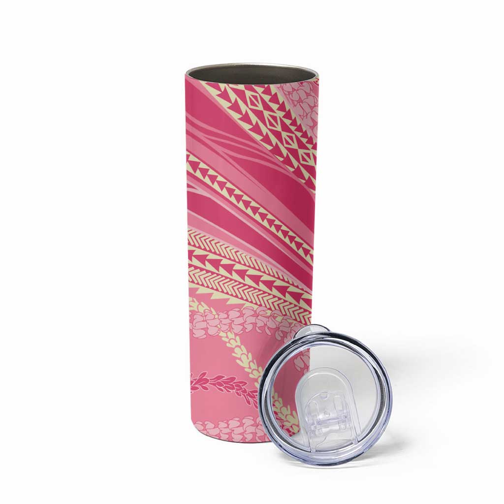 Polynesian Puakeniken Pikake Twisted Lei Skinny Tumbler Rose Pink - Polynesian Pride