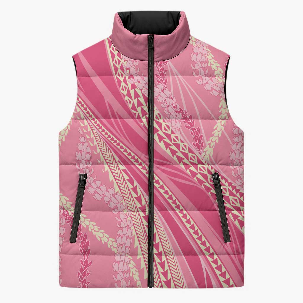 Polynesian Puakeniken Pikake Twisted Lei Sleeveless Puffer Jacket Rose Pink LT7 Unisex Rose Pink - Polynesian Pride
