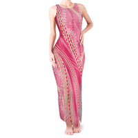 Polynesian Puakeniken Pikake Twisted Lei Tank Maxi Dress Rose Pink - Polynesian Pride