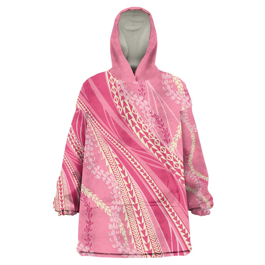 Polynesian Puakeniken Pikake Twisted Lei Wearable Blanket Hoodie Rose Pink - Polynesian Pride