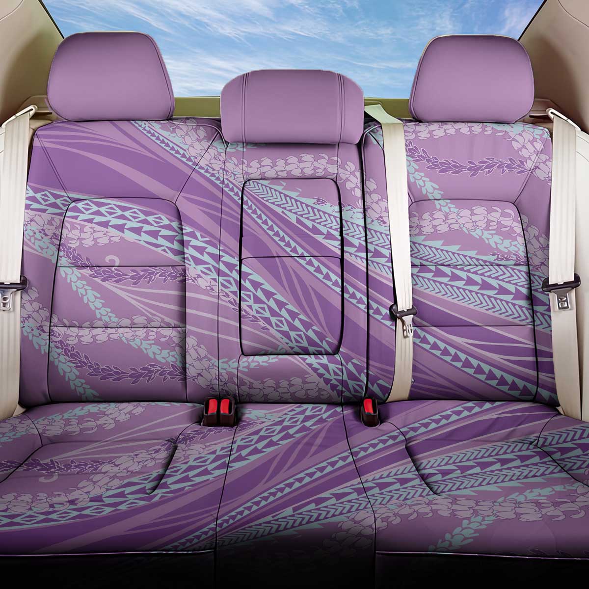Polynesian Puakeniken Pikake Twisted Lei Back Car Seat Cover Amethys - Polynesian Pride