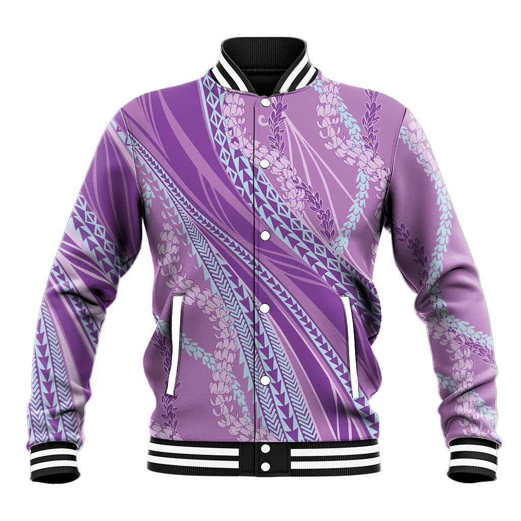 Polynesian Puakeniken Pikake Twisted Lei Baseball Jacket Amethys LT7 Unisex Amethys - Polynesian Pride