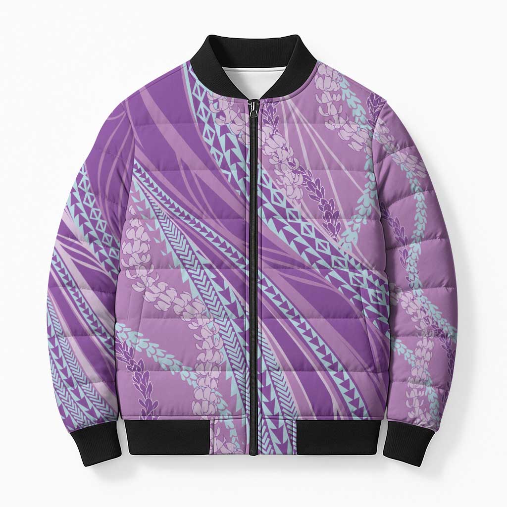 Polynesian Puakeniken Pikake Twisted Lei Bomber Puffer Jacket Amethys LT7 Unisex Amethys - Polynesian Pride