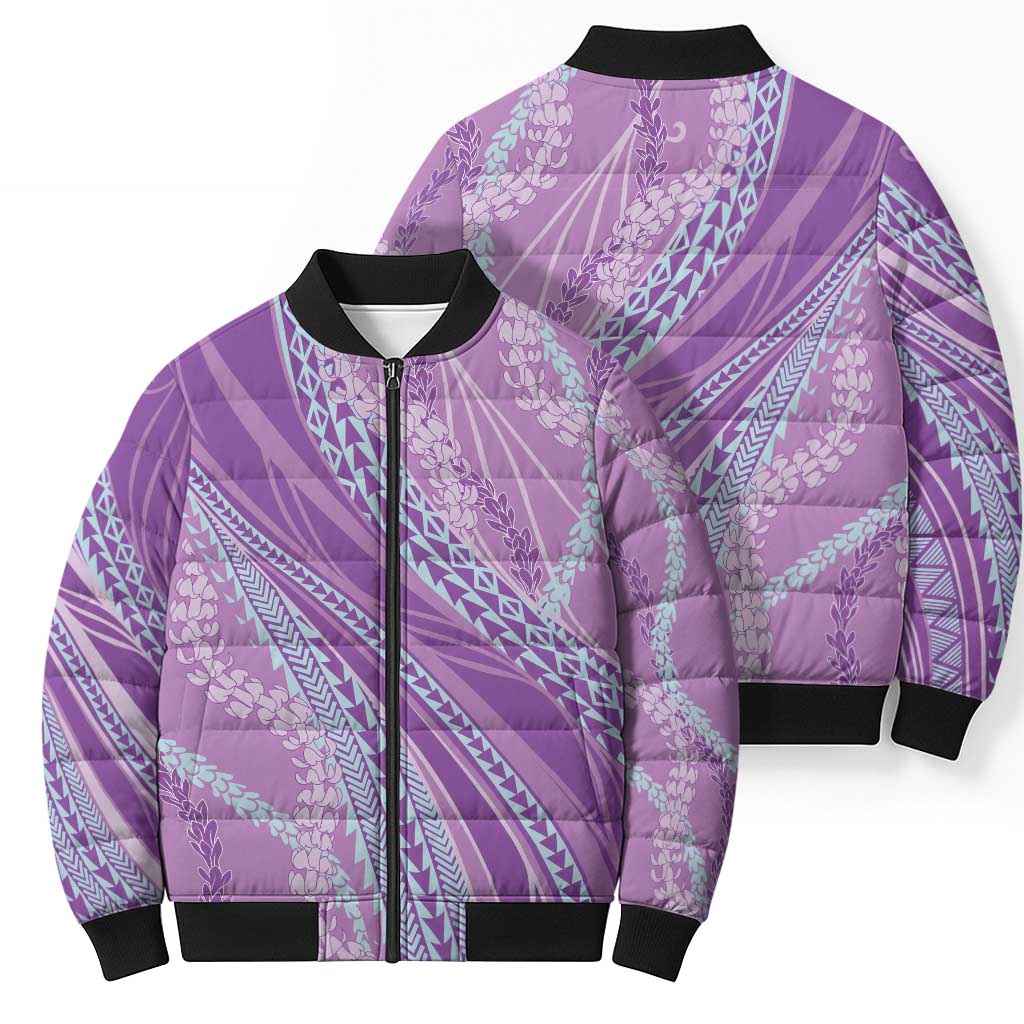 Polynesian Puakeniken Pikake Twisted Lei Bomber Puffer Jacket Amethys LT7 - Polynesian Pride