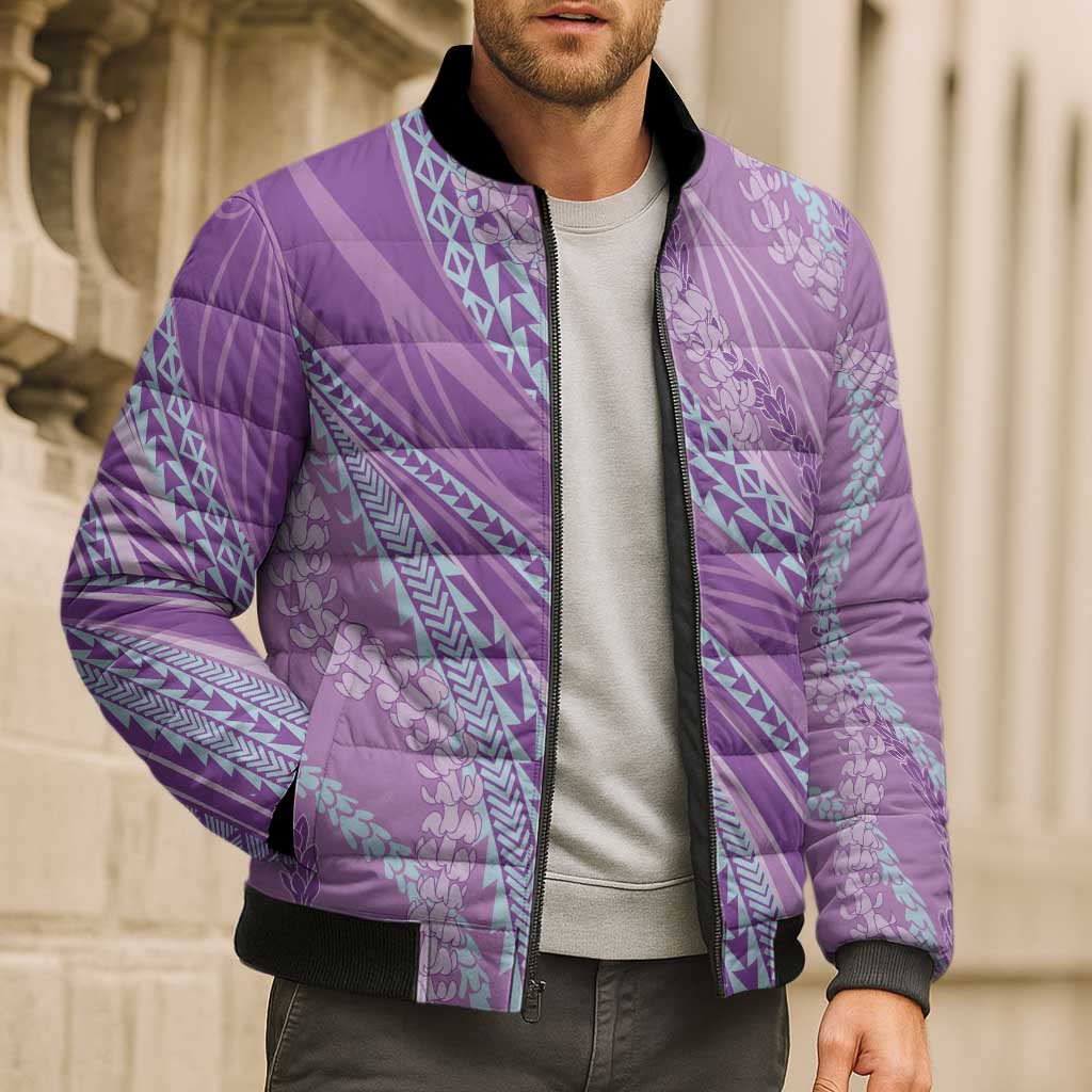 Polynesian Puakeniken Pikake Twisted Lei Bomber Puffer Jacket Amethys LT7 - Polynesian Pride