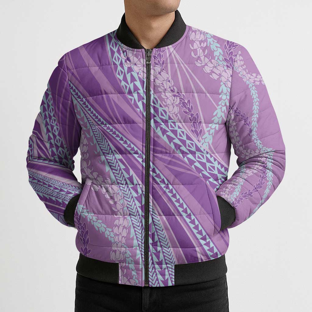 Polynesian Puakeniken Pikake Twisted Lei Bomber Puffer Jacket Amethys LT7 - Polynesian Pride