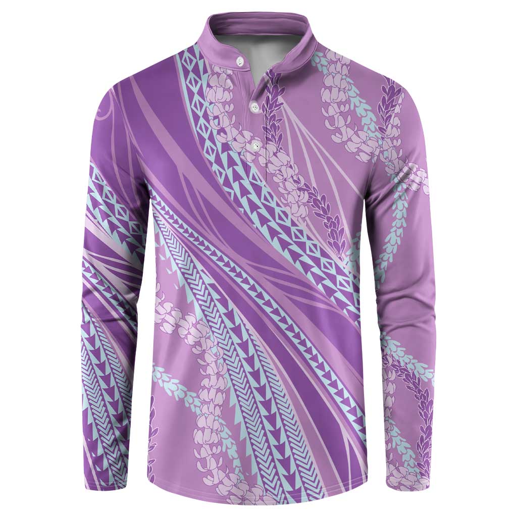 Polynesian Puakeniken Pikake Twisted Lei Button Sweatshirt Amethys LT7 Amethys - Polynesian Pride