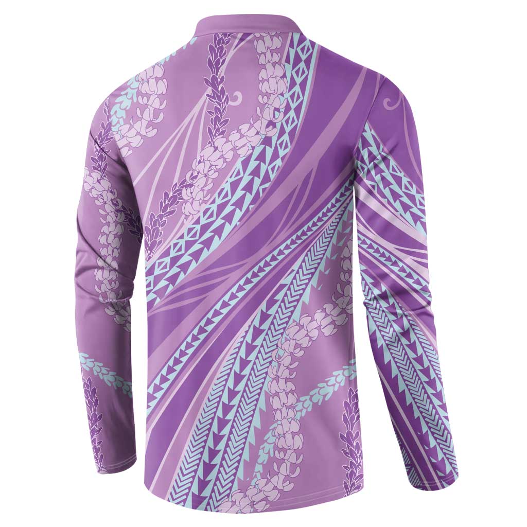 Polynesian Puakeniken Pikake Twisted Lei Button Sweatshirt Amethys LT7 - Polynesian Pride