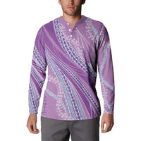Polynesian Puakeniken Pikake Twisted Lei Button Sweatshirt Amethys LT7 - Polynesian Pride