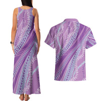 Polynesian Puakeniken Pikake Twisted Lei Couples Matching Tank Maxi Dress and Hawaiian Shirt Amethys - Polynesian Pride