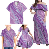 Polynesian Puakeniken Pikake Twisted Lei Family Matching Off Shoulder Maxi Dress and Hawaiian Shirt Amethys - Polynesian Pride