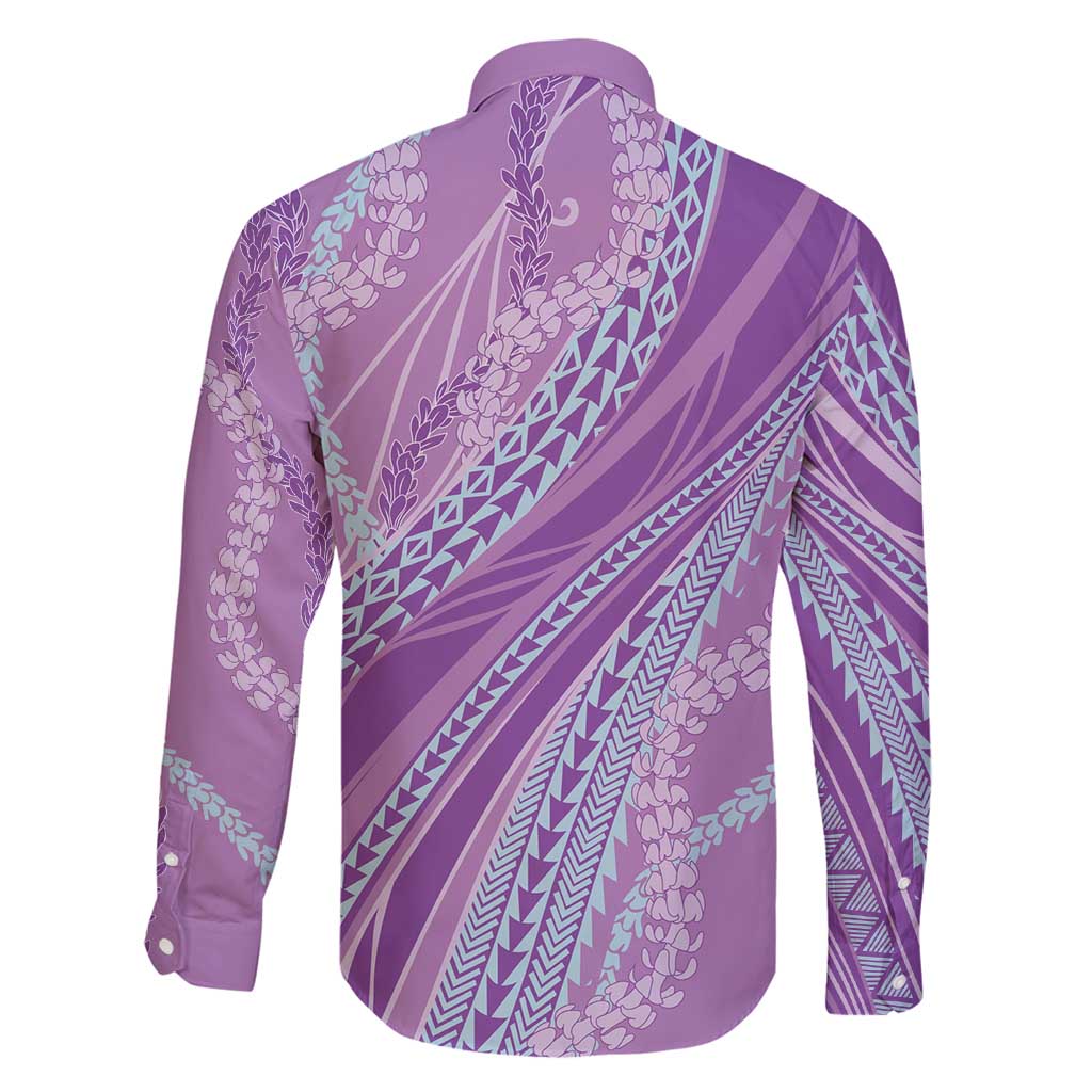 Polynesian Puakeniken Pikake Twisted Lei Family Matching Off Shoulder Short Dress and Hawaiian Shirt Amethys - Polynesian Pride