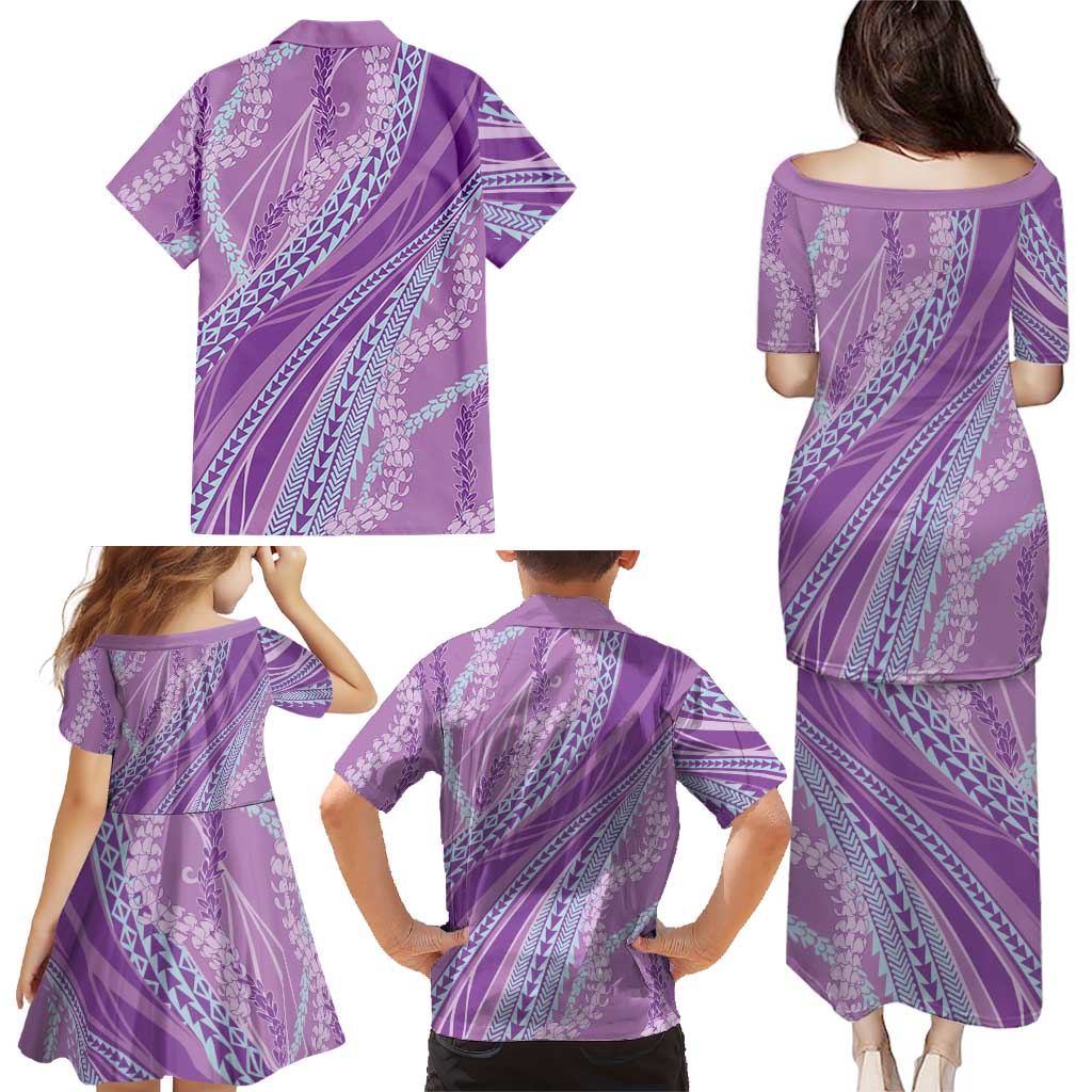 Polynesian Puakeniken Pikake Twisted Lei Family Matching Puletasi and Hawaiian Shirt Amethys LT7 - Polynesian Pride